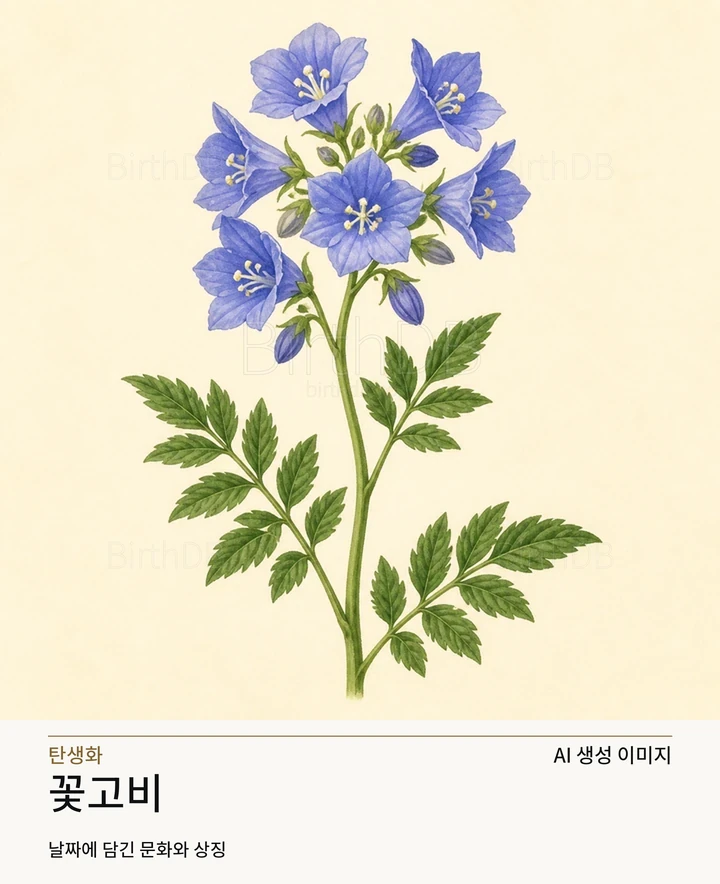 4월 11일 탄생화 꽃고비 AI 상징 일러스트