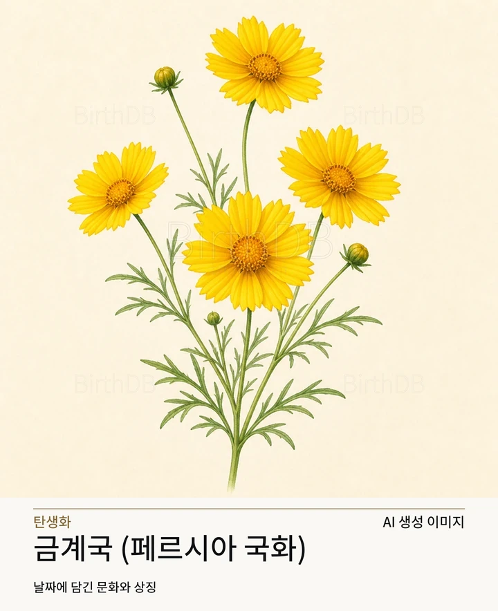 금계국 (페르시아 국화) BirthDB AI 상징 일러스트