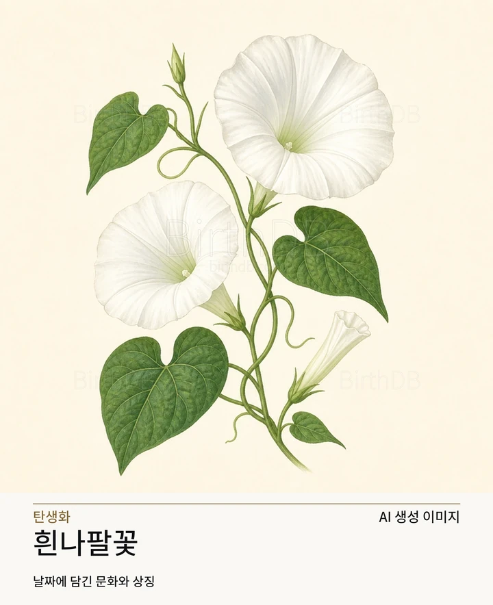 흰나팔꽃 BirthDB AI 상징 일러스트