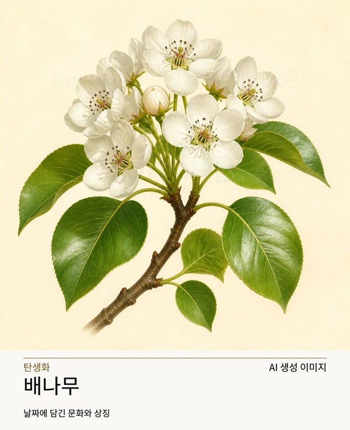 4월 20일 탄생화 배나무 AI 상징 일러스트