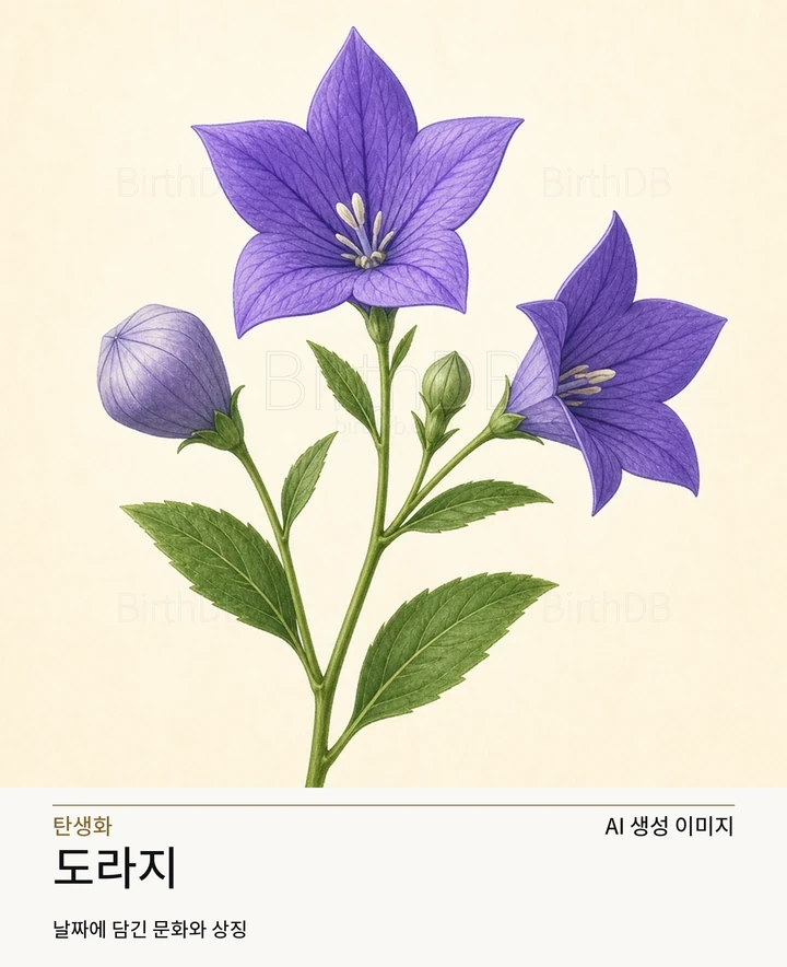 도라지 BirthDB AI 상징 일러스트