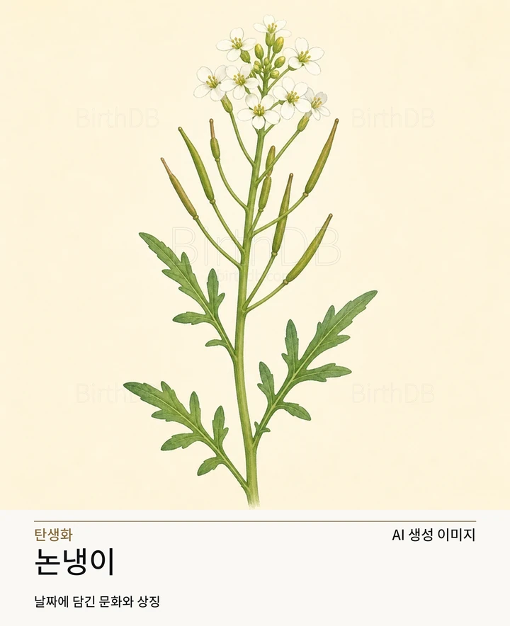 4월 26일 탄생화 논냉이 AI 상징 일러스트