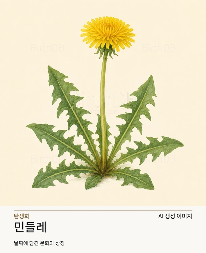 5월 3일 탄생화 민들레 AI 상징 일러스트