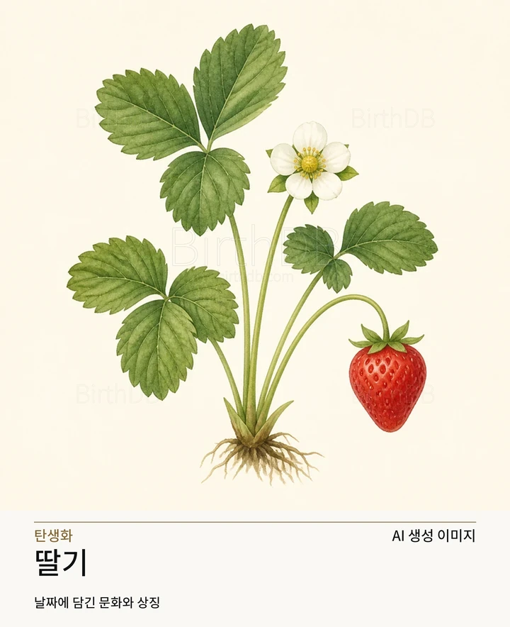5월 4일 탄생화 딸기 AI 상징 일러스트