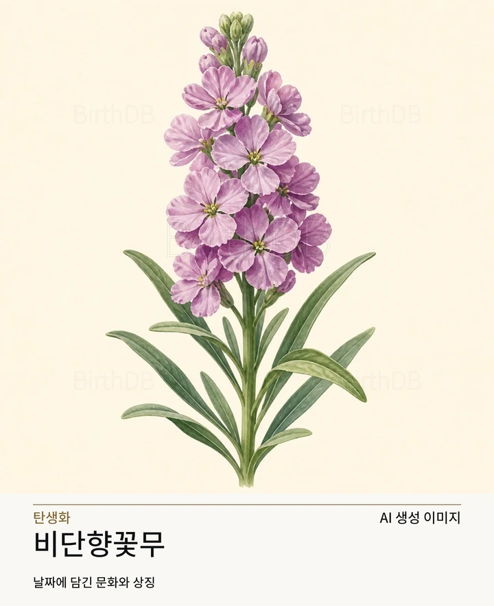 7월 16일 탄생화 비단향꽃무 AI 상징 일러스트
