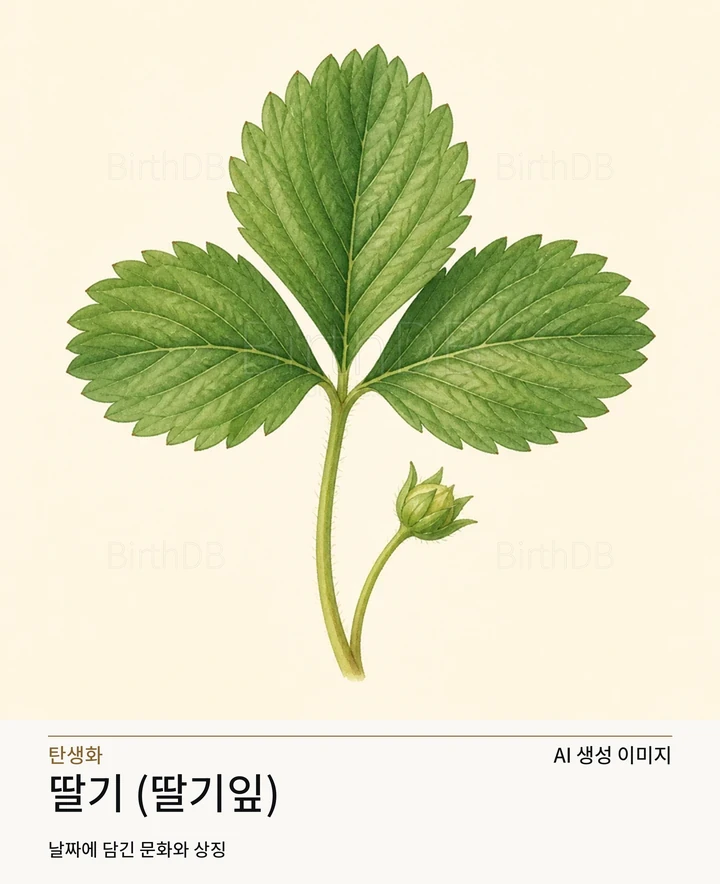 5월 7일 탄생화 딸기 (딸기잎) AI 상징 일러스트