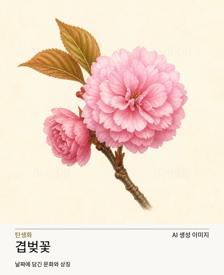 5월 9일 탄생화 겹벚꽃 AI 상징 일러스트