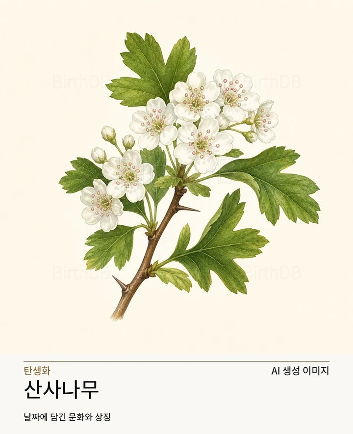 5월 13일 탄생화 산사나무 AI 상징 일러스트