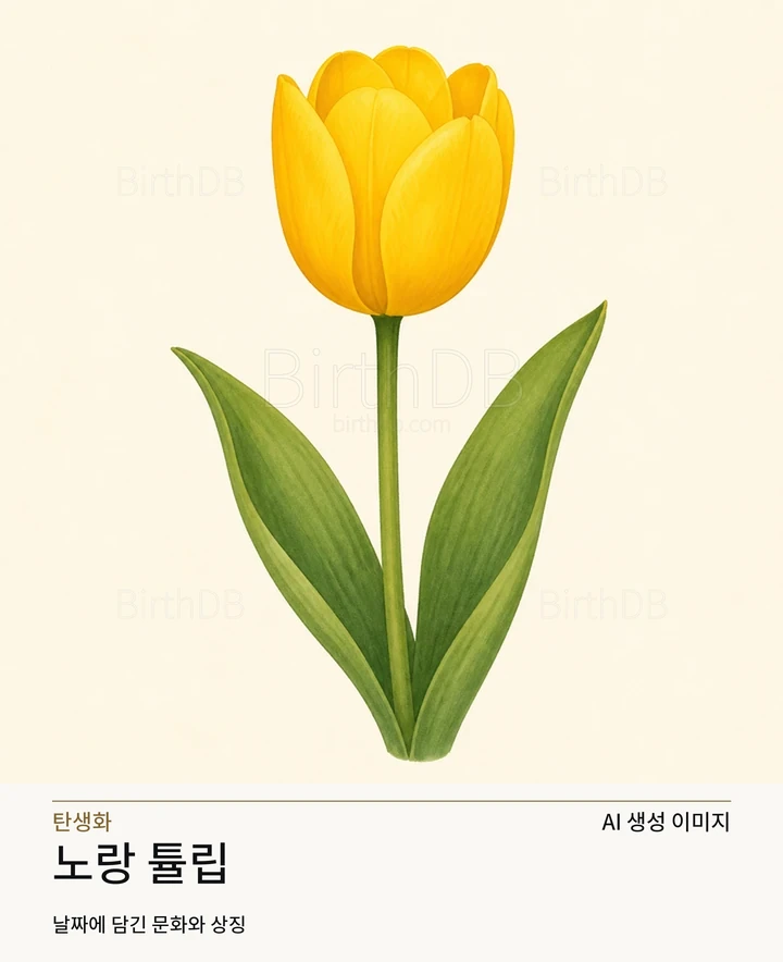 5월 17일 탄생화 노랑 튤립 AI 상징 일러스트