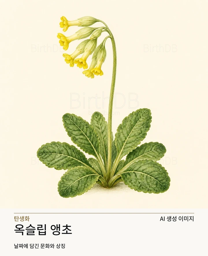 5월 18일 탄생화 옥슬립 앵초 AI 상징 일러스트