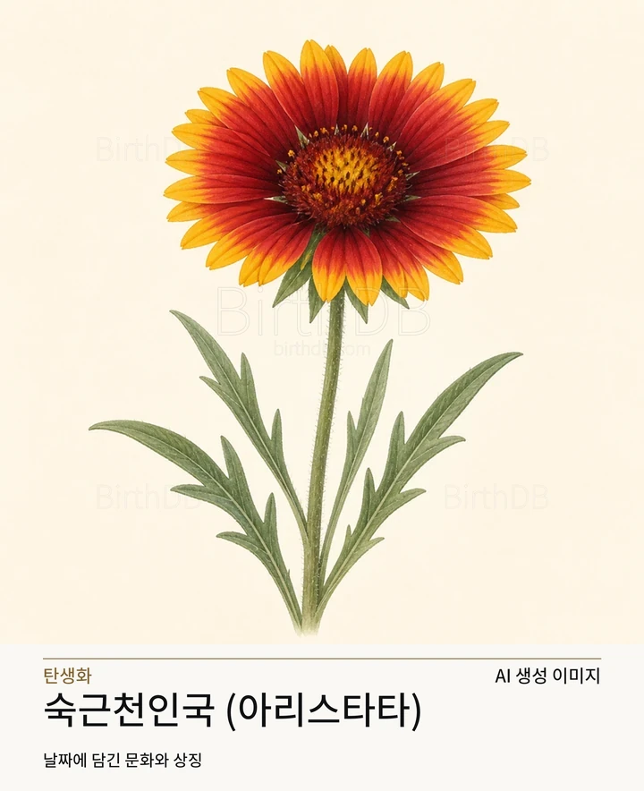 5월 19일 탄생화 숙근천인국 (아리스타타) AI 상징 일러스트