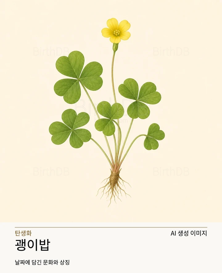 5월 20일 탄생화 괭이밥 AI 상징 일러스트