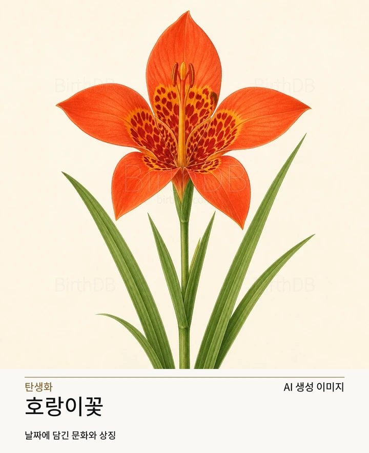 호랑이꽃 BirthDB AI 상징 일러스트