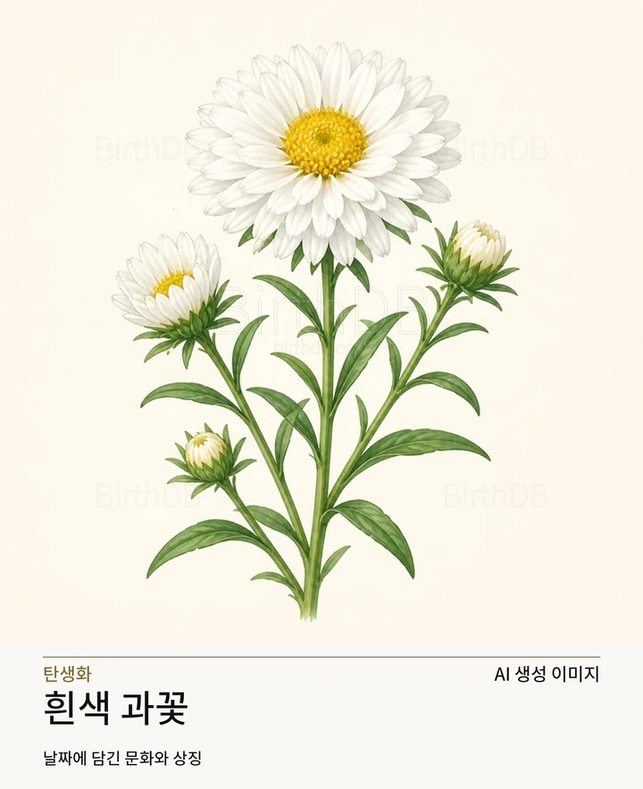 9월 10일 탄생화 흰색 과꽃 AI 상징 일러스트
