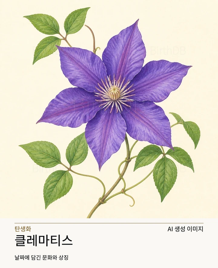 9월 12일 탄생화 클레마티스 AI 상징 일러스트