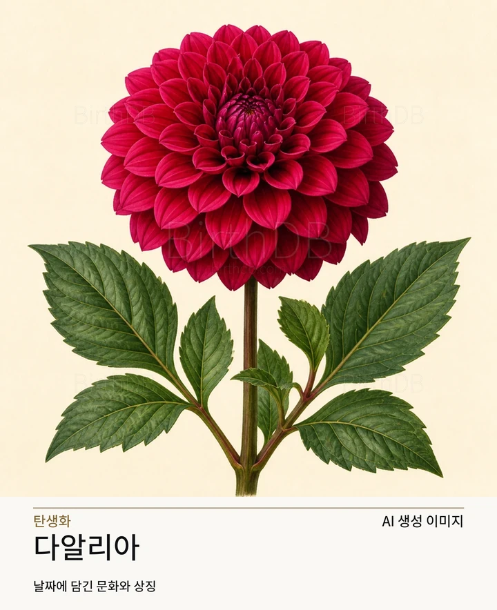 9월 15일 탄생화 다알리아 AI 상징 일러스트