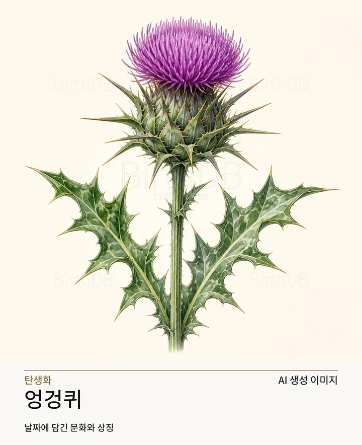 10월 21일 탄생화 엉겅퀴 AI 상징 일러스트