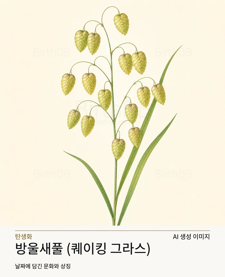 방울새풀 (퀘이킹 그라스) BirthDB AI 상징 일러스트