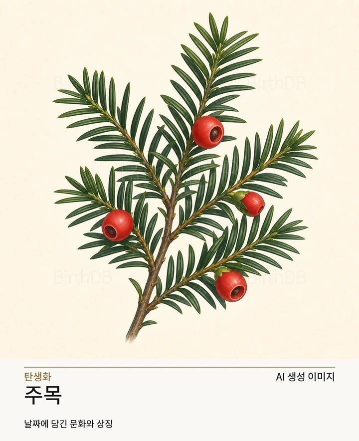 9월 23일 탄생화 주목 AI 상징 일러스트
