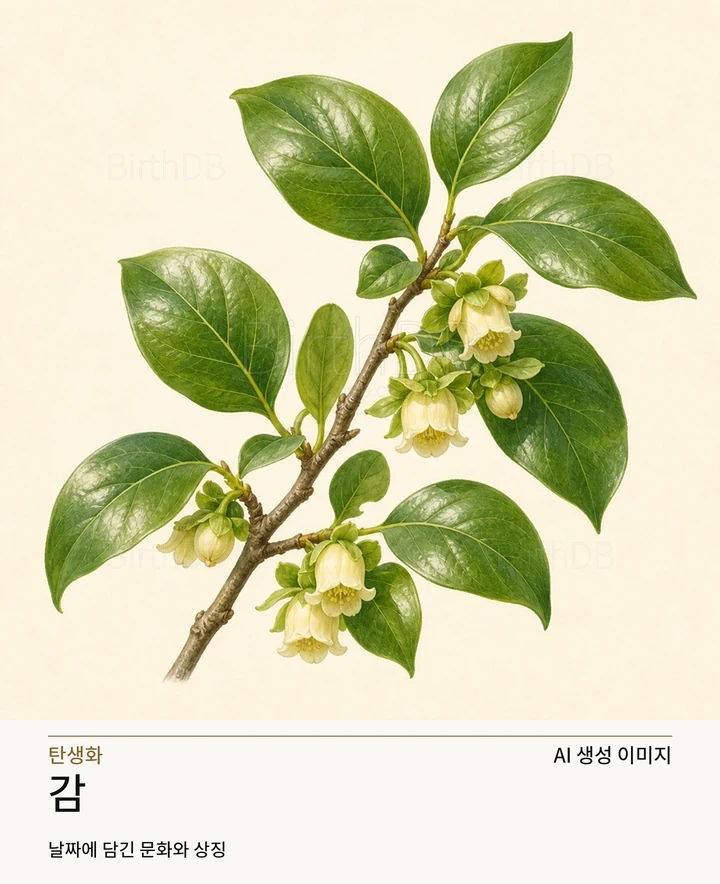 9월 26일 탄생화 감 AI 상징 일러스트