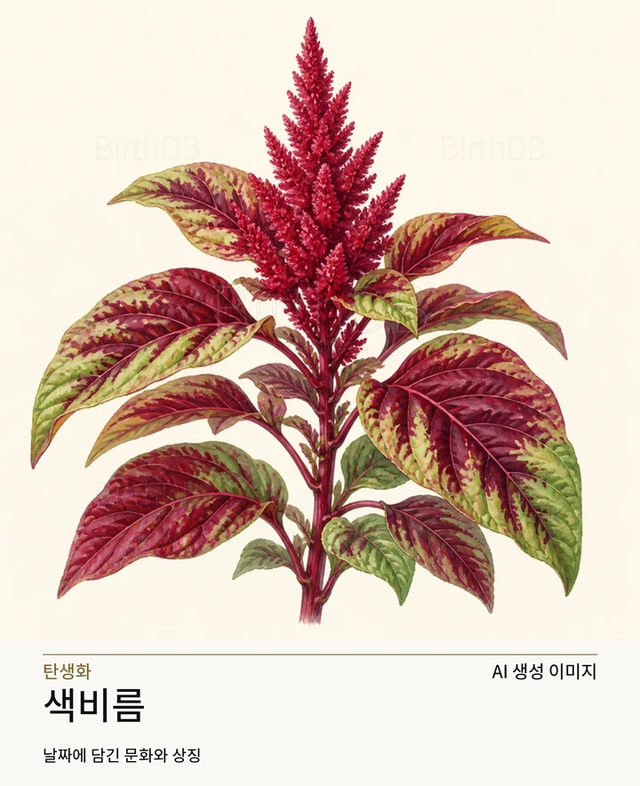 색비름 BirthDB AI 상징 일러스트