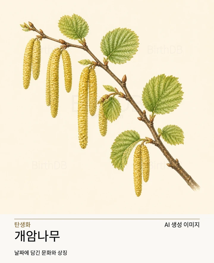 개암나무 BirthDB AI 상징 일러스트