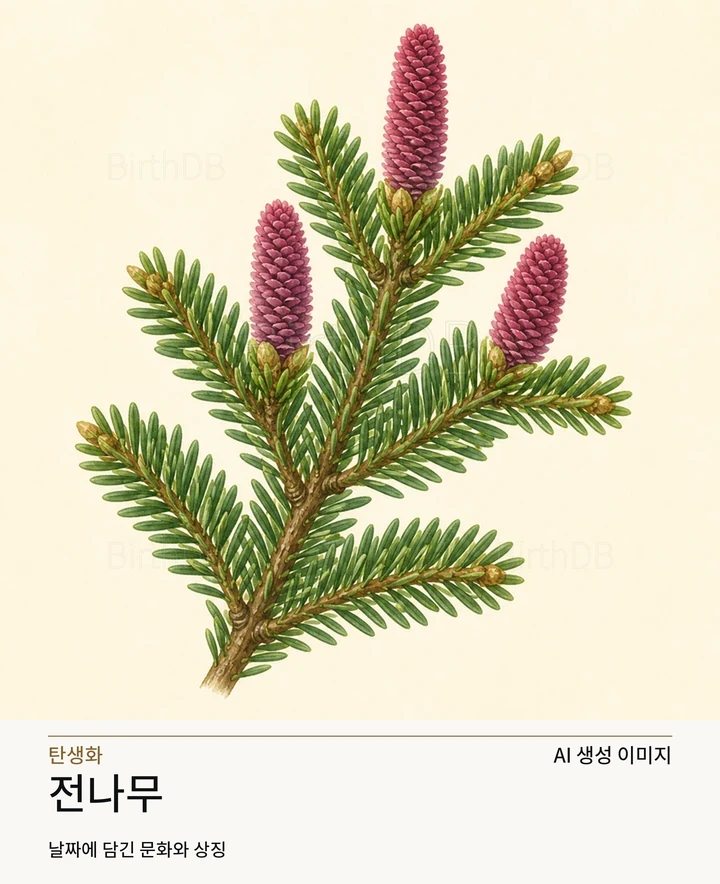 전나무 BirthDB AI 상징 일러스트