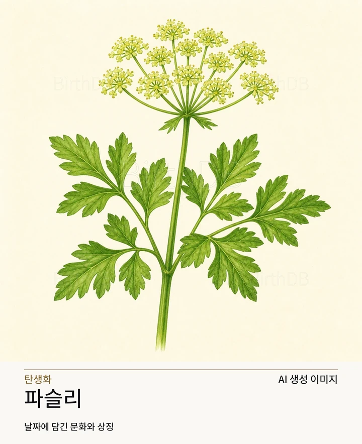 10월 8일 탄생화 파슬리 AI 상징 일러스트