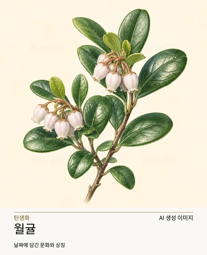 10월 12일 탄생화 월귤 AI 상징 일러스트