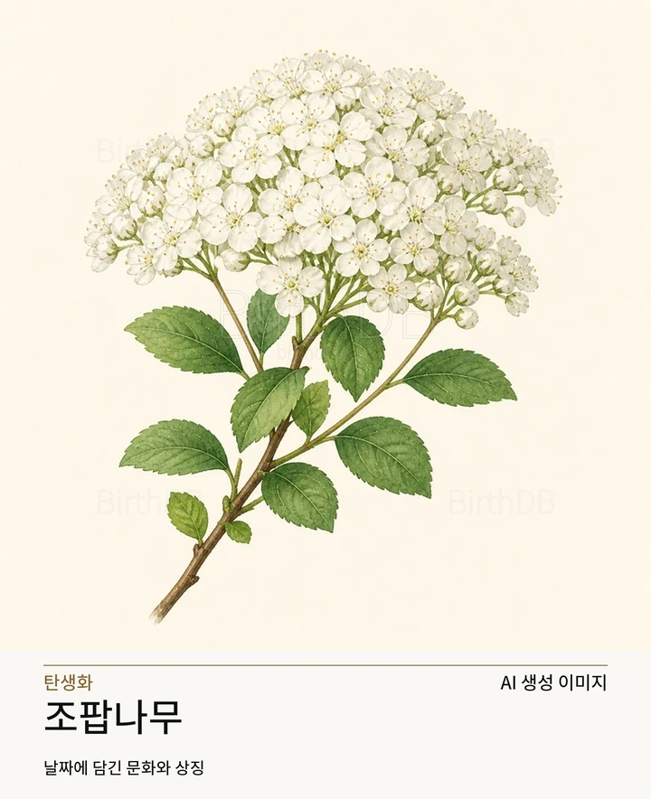 조팝나무 BirthDB AI 상징 일러스트