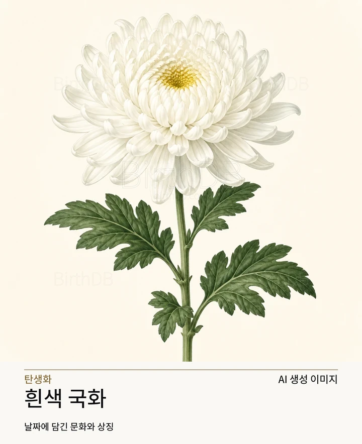 10월 14일 탄생화 흰색 국화 AI 상징 일러스트