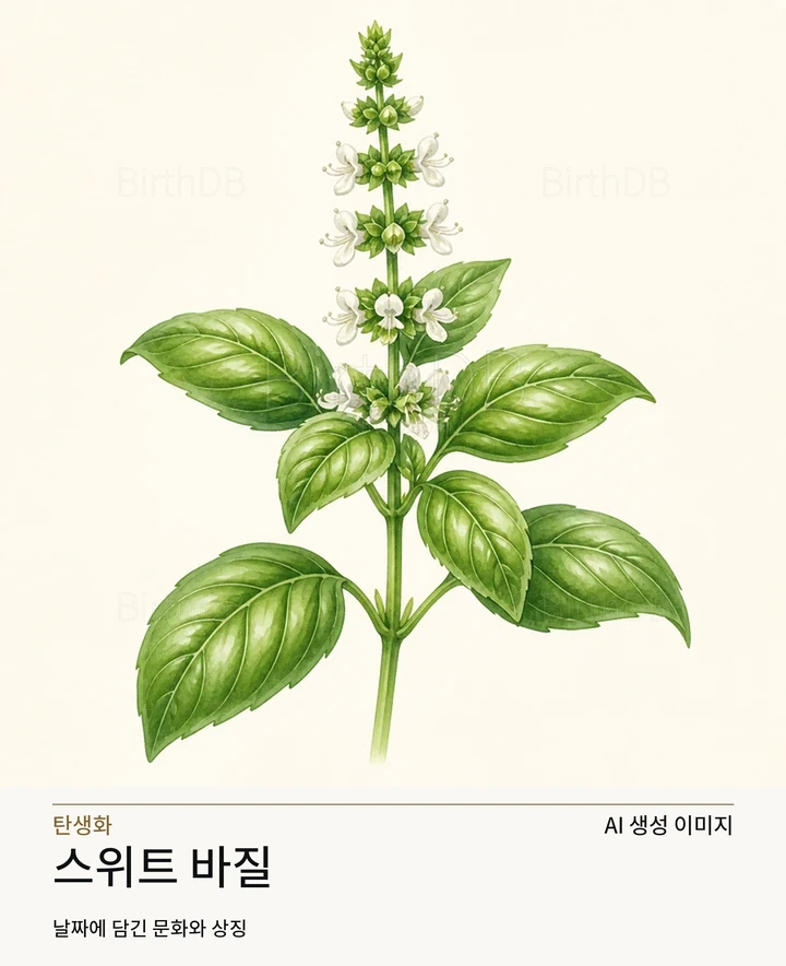 10월 15일 탄생화 스위트 바질 AI 상징 일러스트