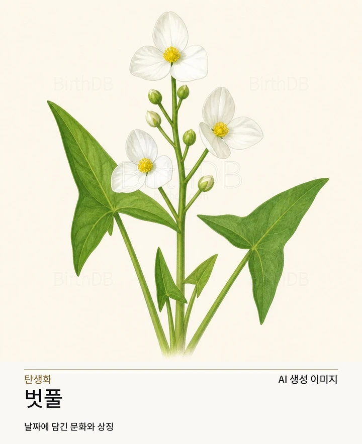 10월 22일 탄생화 벗풀 AI 상징 일러스트