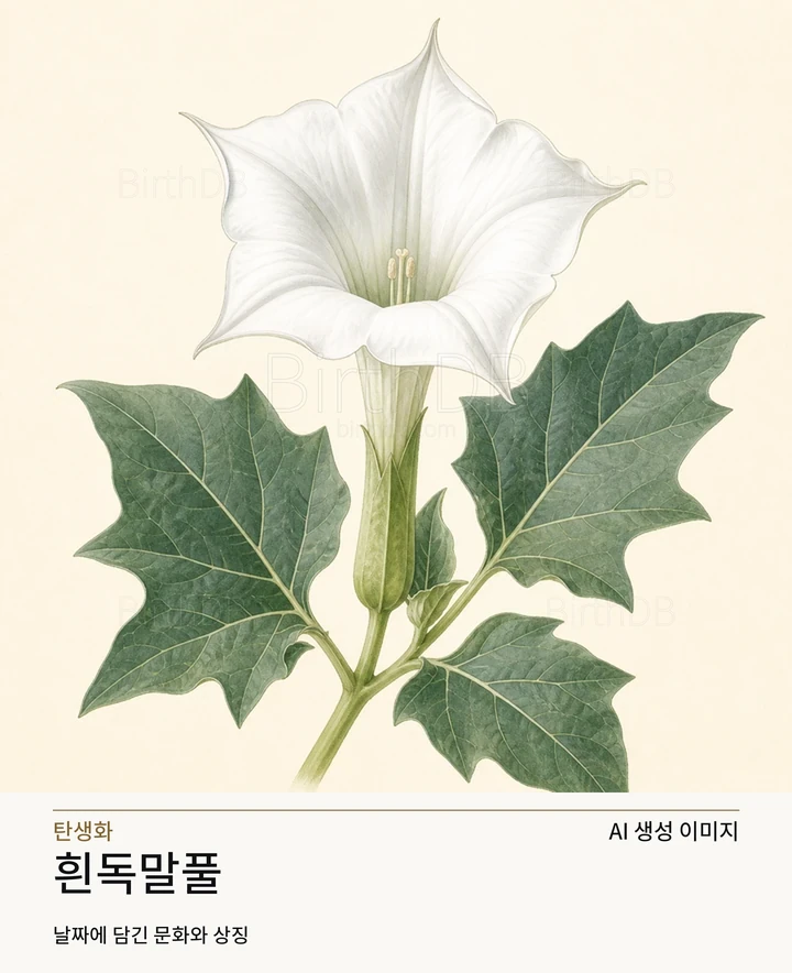 10월 23일 탄생화 흰독말풀 AI 상징 일러스트