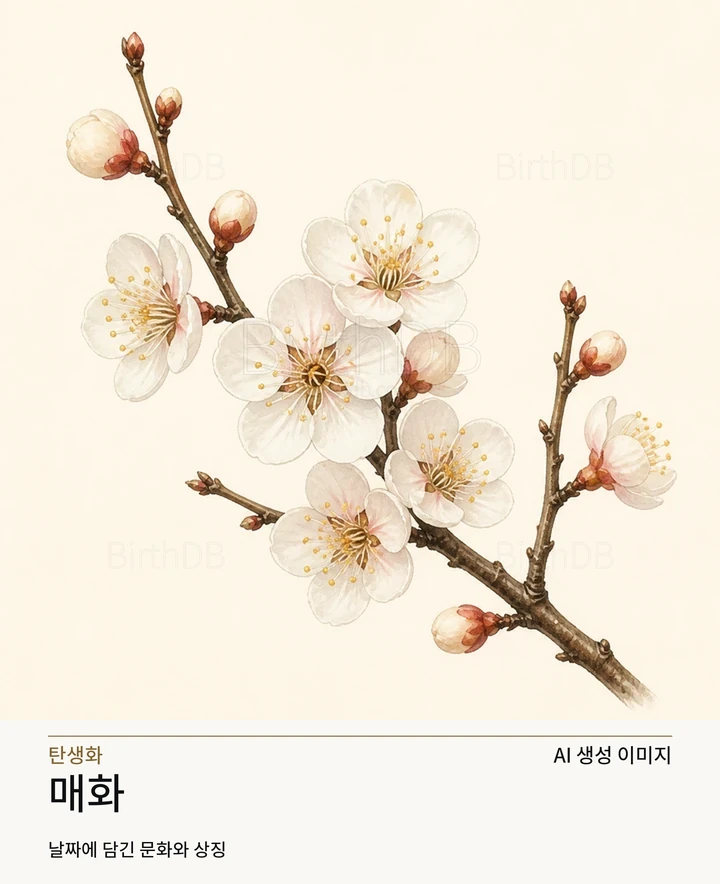 12월 27일 탄생화 매화 AI 상징 일러스트