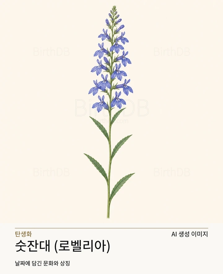 10월 30일 탄생화 숫잔대 (로벨리아) AI 상징 일러스트