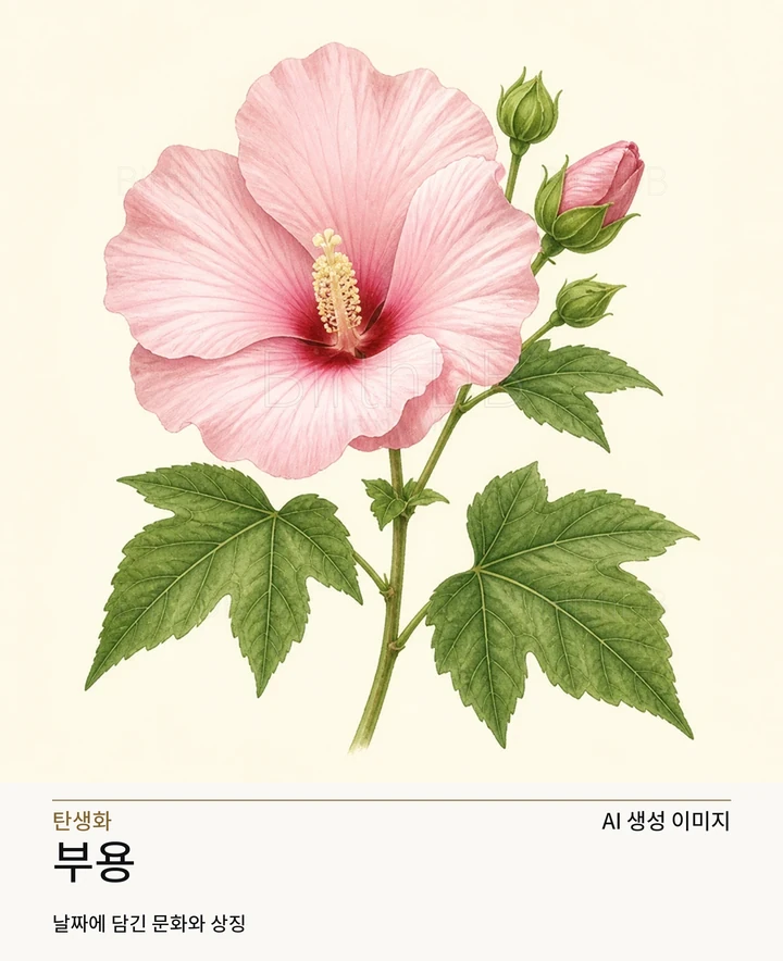11월 10일 탄생화 부용 AI 상징 일러스트