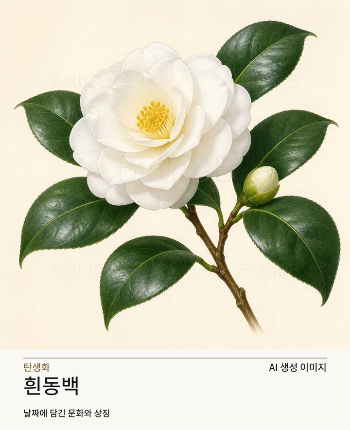 11월 11일 탄생화 흰동백 AI 상징 일러스트