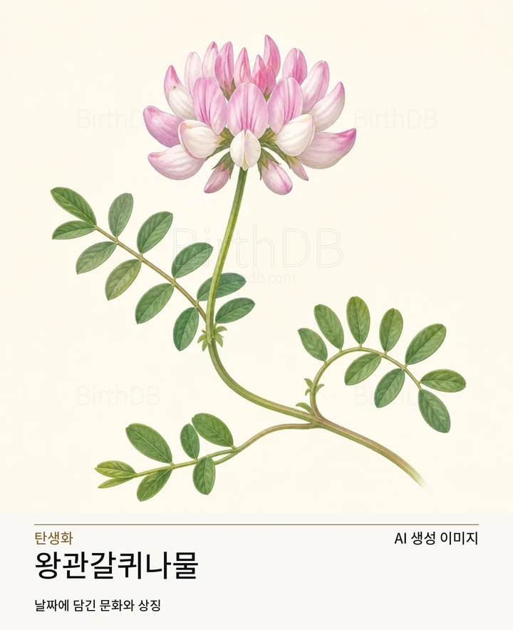 11월 15일 탄생화 왕관갈퀴나물 AI 상징 일러스트