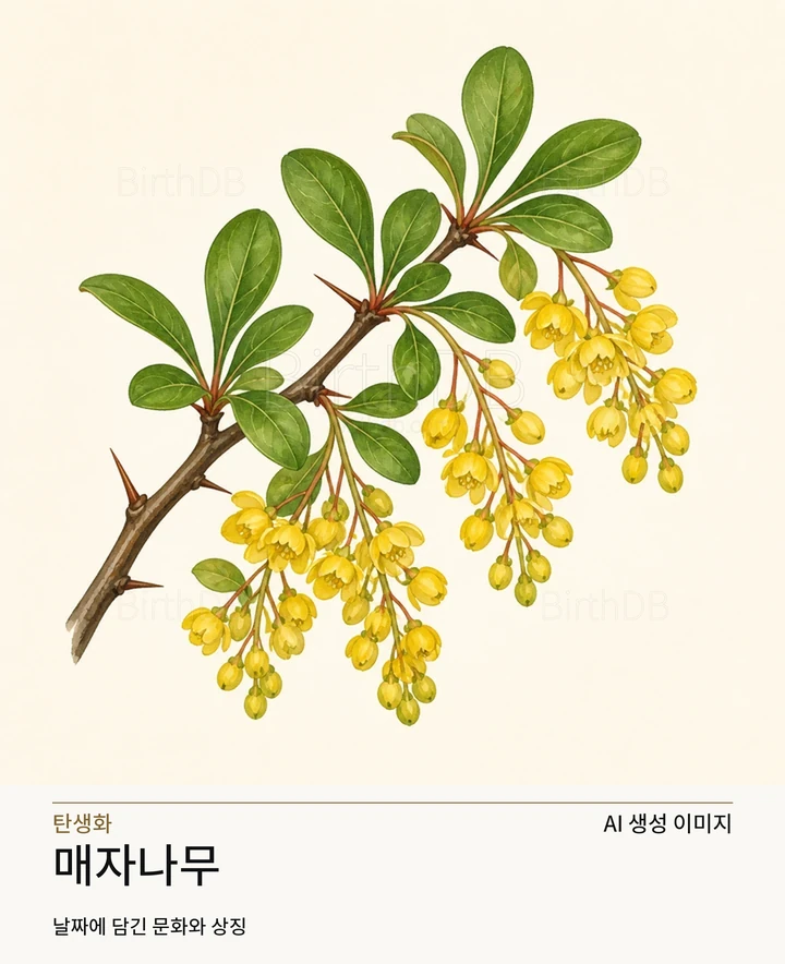 매자나무 BirthDB AI 상징 일러스트