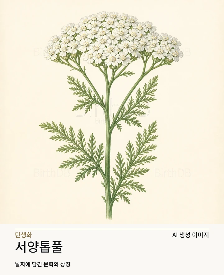 서양톱풀 BirthDB AI 상징 일러스트
