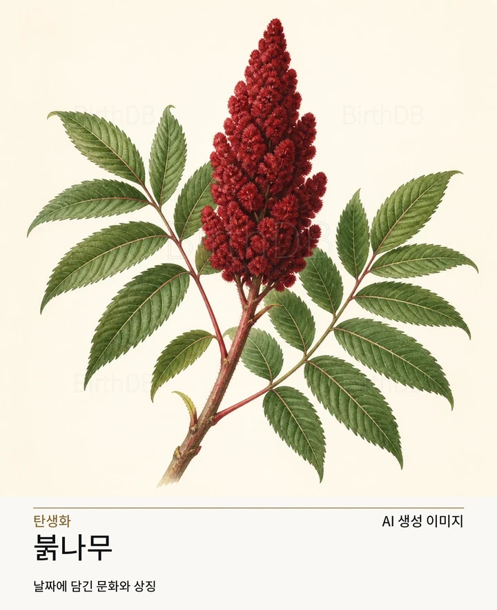붉나무 BirthDB AI 상징 일러스트