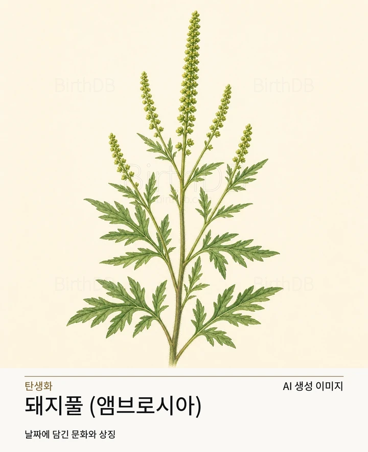돼지풀 (앰브로시아) BirthDB AI 상징 일러스트
