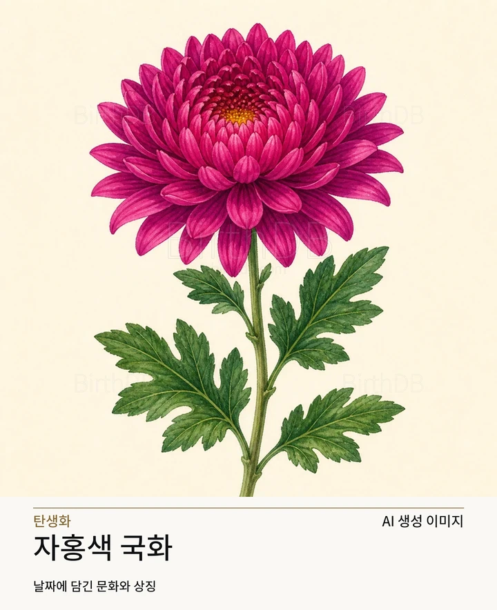 자홍색 국화 BirthDB AI 상징 일러스트