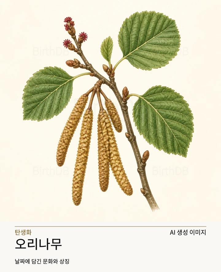 오리나무 BirthDB AI 상징 일러스트