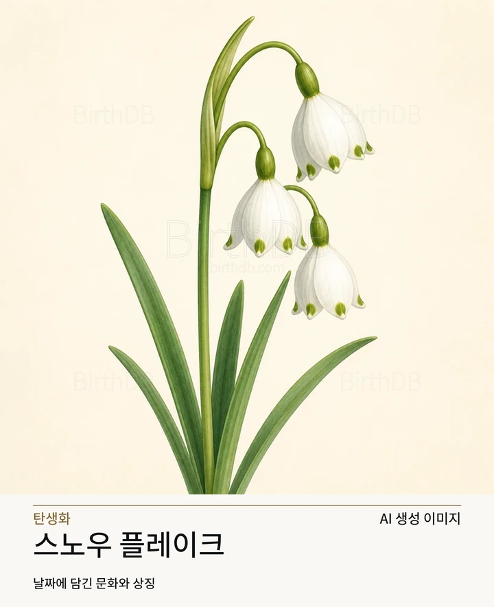 12월 19일 탄생화 스노우 플레이크 AI 상징 일러스트