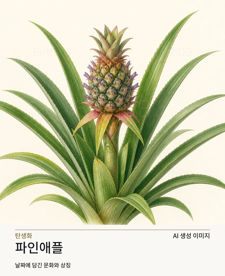 12월 20일 탄생화 파인애플 AI 상징 일러스트