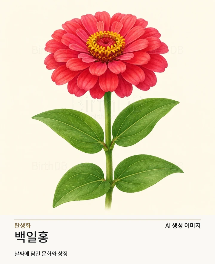 12월 22일 탄생화 백일홍 AI 상징 일러스트