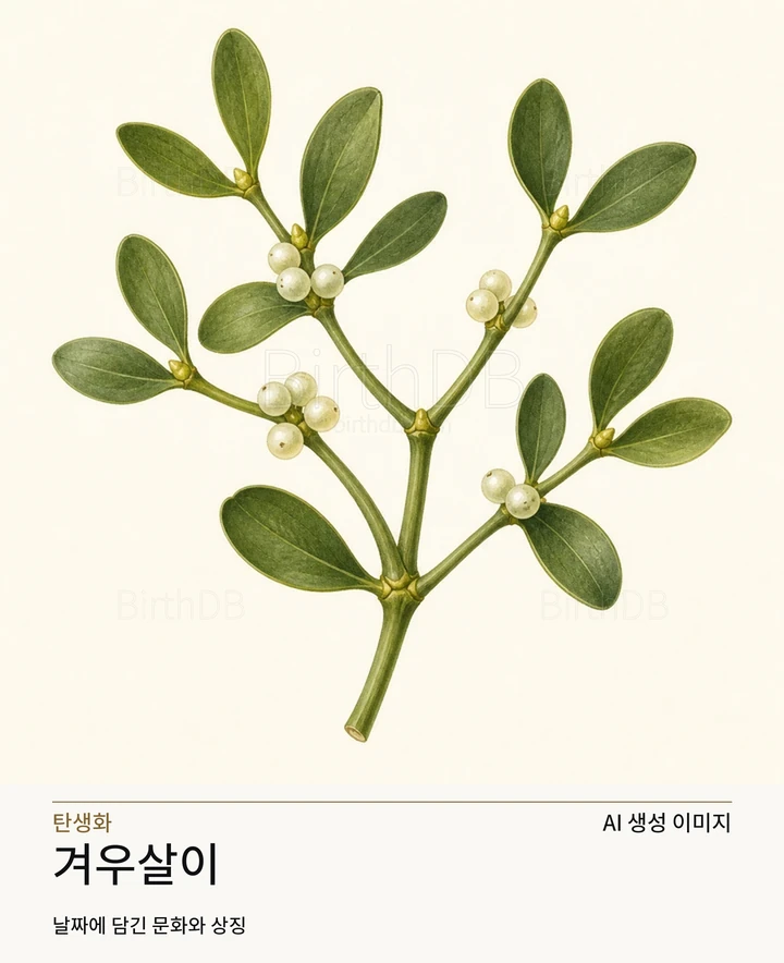 12월 24일 탄생화 겨우살이 AI 상징 일러스트