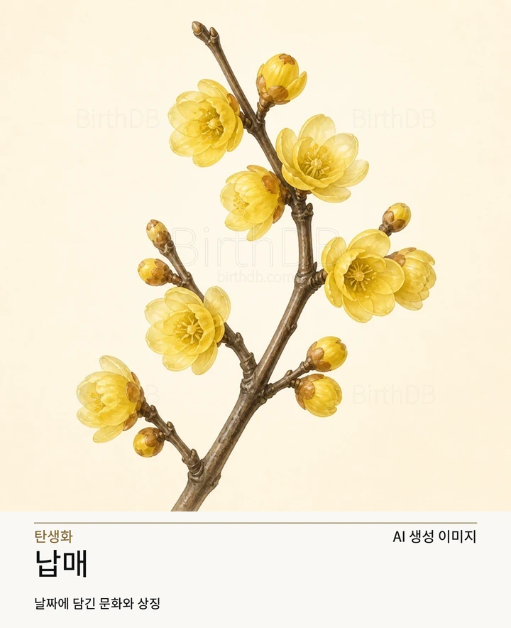 12월 30일 탄생화 납매 AI 상징 일러스트